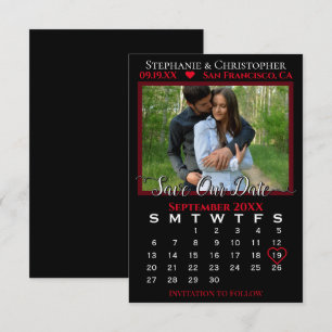 Foto Kalender Schwarz & Rot Hochzeit Rett Unser Da Karte