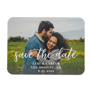 Foto & Kalligrafie 1 Leichter Save the Date Horiz Magnet