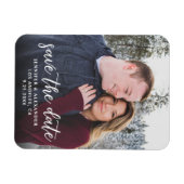 Foto & Kalligrafie 2 - Dunkler Save the Date Magnet (Horizontal)