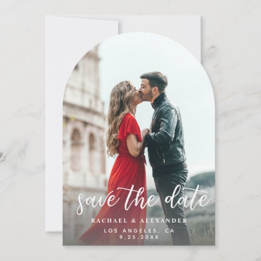 Foto & Kalligrafie 2 Lighter Ver Save the Date Ar Einladung (Vorderseite)