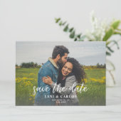 Foto & Kalligrafie 2A Lighter Horiz Save the Date Einladung (Stehend Vorderseite)