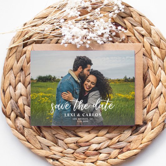 Foto & Kalligrafie 2A Lighter Horiz Save the Date Einladung