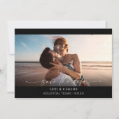 Foto & Kalligrafie 3 Mod Save the Date horizontal Einladung (Vorderseite)
