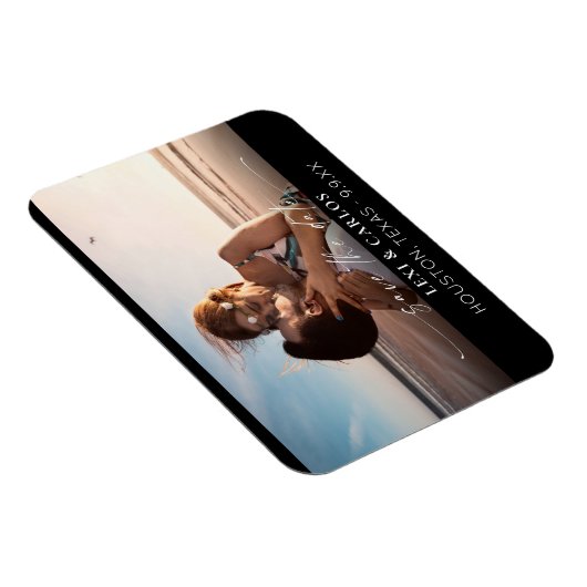 Foto & Kalligrafie 3B Mod-w Dunkel Save the Date Magnet (Rechte Seite)