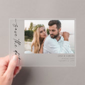 Foto & Kalligrafie 4 Mod Horiz Save the Date Acryleinladungen (Insitu (Handheld))