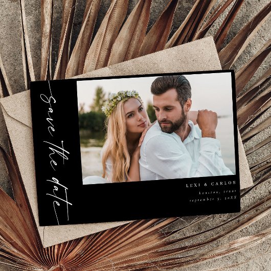 Foto & Kalligrafie 4 Mod Horiz Save the Date Einladung