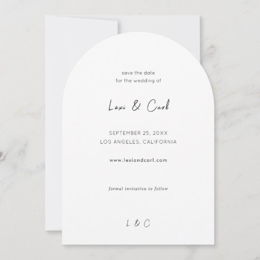 Foto & Kalligrafie 5 MOD V Save the Date Arc Einladung (Rückseite)