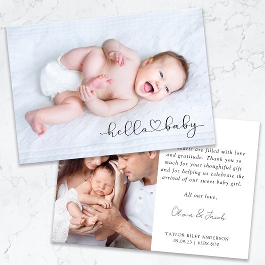 Foto Kalligrafie Name Birth Stats New Baby Dankeskarte