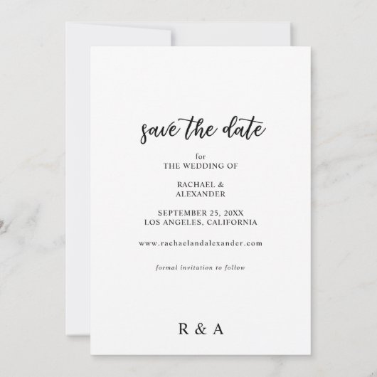 Foto & Kalligraphie 2 Leichter Verti Save the Date Einladung (Rückseite)