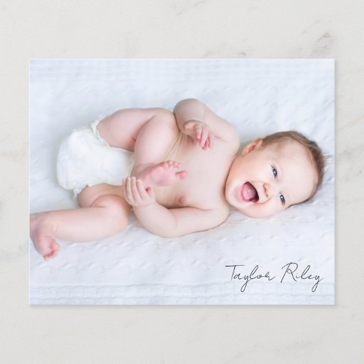 Foto Kalligraphie Name Birth Stats New Baby Danke (Vorderseite)