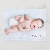 Foto Kalligraphie Name Birth Stats New Baby Danke Postkarte (Vorderseite)