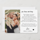 Foto Kalligraphie Text Vielen Dank für Ihre Hochze Dankeskarte (Rückseite)