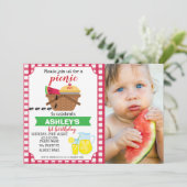 Foto Kariert Picnic Einladung zum Geburtstag (Stehend Vorderseite)