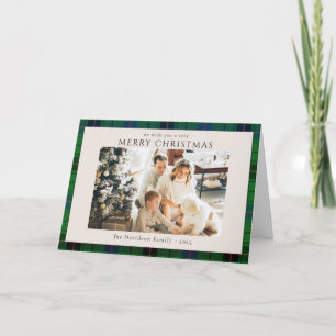 Foto Kariert Rustikal Tartan Weihnachten Benutzerd Karte