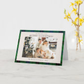 Foto Kariert Rustikaler Tartan Weihnachten Custom Karte (Gelbe Blume)