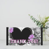 Foto-Karte Danke, Schwarz, Weiß, Rosa Dankeskarte (Stehend Vorderseite)