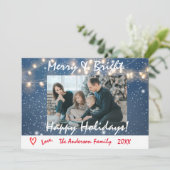 Foto-Karte der Familie "Merry Happy Holidays" Einladung (Stehend Vorderseite)