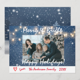 Foto-Karte der Familie "Merry Happy Holidays" Einladung