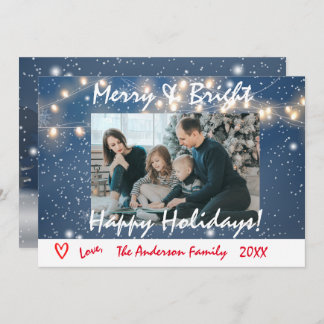 Foto-Karte der Familie "Merry Happy Holidays" Einladung