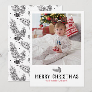 Foto-Karte der "Holiday Simple Evergreen Branch Fa Feiertagskarte