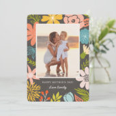 Foto-Karte der Mutter mit Blumenrahmen Karte (Stehend Vorderseite)
