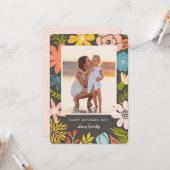 Foto-Karte der Mutter mit Blumenrahmen Karte (Vorderseite/Rückseite Beispiel)