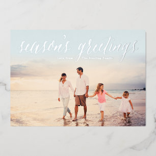 Foto-Karte der Silver Saison   Eisblau Folien Feiertagskarte