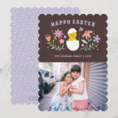 Foto-Karte für den blühenden Ostern - Braun Einladung (Vorne/Hinten)