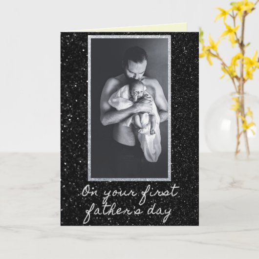 Foto-Karte für den ersten Glitzer des Vaters Karte (Gelbe Blume)