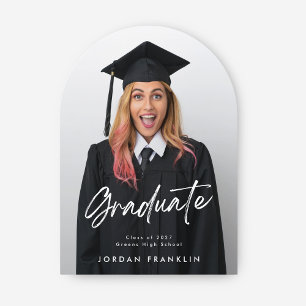 Foto-Karte für die Schwarz-weiße Graduierungsankün Einladung