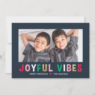 Foto-Karte für Joyful Vibes Editable Color Holiday Feiertagskarte