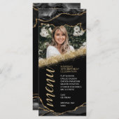 Foto-Karte für Schwarz und Gold Agate Menükarte (Vorne/Hinten)