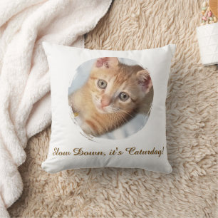 Foto-Katze Text, Ersetzbar, Lustiger Caturday  Kissen