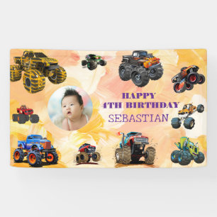 Foto Kids Monster Truckboy Birthday Party Banner