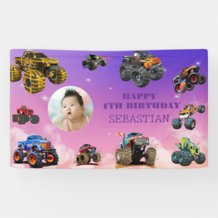 Foto Kids Monster Truckboy Birthday Party Banner