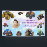 Foto Kids Monster Truckboy Birthday Party Banner<br><div class="desc">Monster-LKW,  LKW,  Rennen,  Geburtstag,  Geburtstagsparty,  Rennen,  Spaß,  Kindergeburtstag-Party,  Kinder-Party,  Monster-LKW, </div>