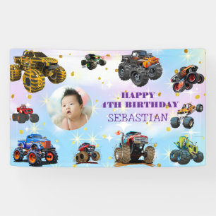 Foto Kids Monster Truckboy Birthday Party Banner
