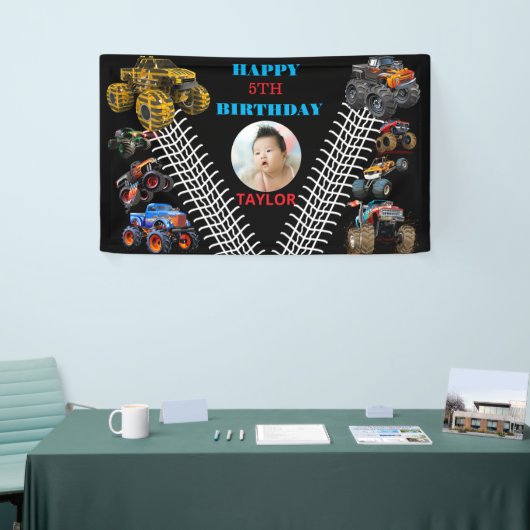 Foto Kids Monster Truckboy Birthday Party Banner (Messeveranstaltung)