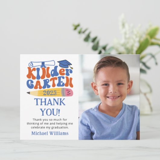 Foto Kindergarten Abschluss Vielen Dank Dankeskarte (Stehend Vorderseite)