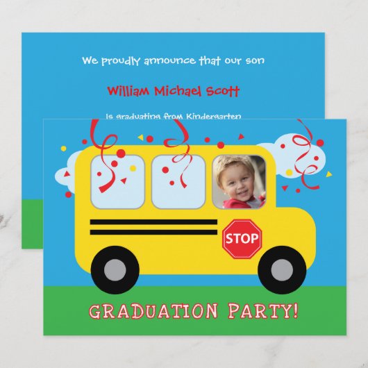 Foto Kindergarten oder Vorschule Abschluss Einladu Einladung (Vorne/Hinten)