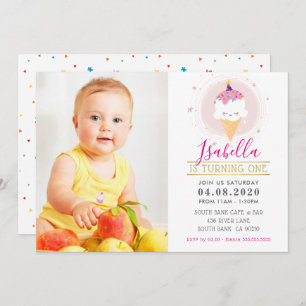 FOTO KINDERGEBURTSTAG PARTY buntes Süßeis Einladung