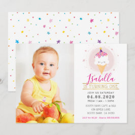 FOTO KINDERGEBURTSTAG PARTY farbiges Süßeis Einladung