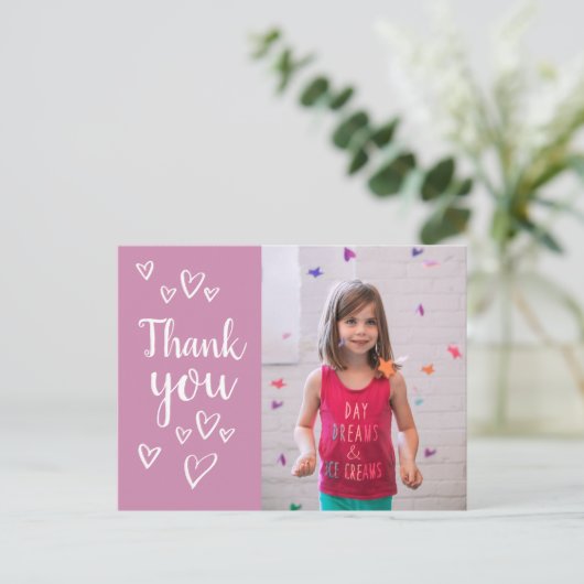 Foto Kindergeburtstag Vielen Dank Postkarte (Stehend Vorderseite)