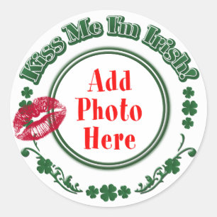 FOTO Kiss Me I'm Irish - Green Circle Kiss Mark Runder Aufkleber