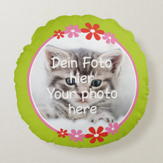 Foto Kissen für Kinder grün - Blumenumrandung