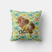 Foto Kissen mit Herzrahmen und Kawaii Dinosaurier (Vorderseite)