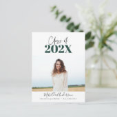 Foto-Klasse des grünen modernen Skriptes Abschluss Postkarte (Stehend Vorderseite)