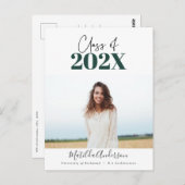 Foto-Klasse des grünen modernen Skriptes Abschluss Postkarte (Vorne/Hinten)