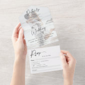 Foto Klassische Schwarz-weiße Kalligraphie Hochzei All In One Einladung (Abreißen)