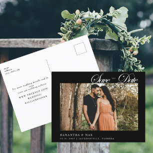 Foto Klassische Schwarze Hochzeit Save the Date Postkarte